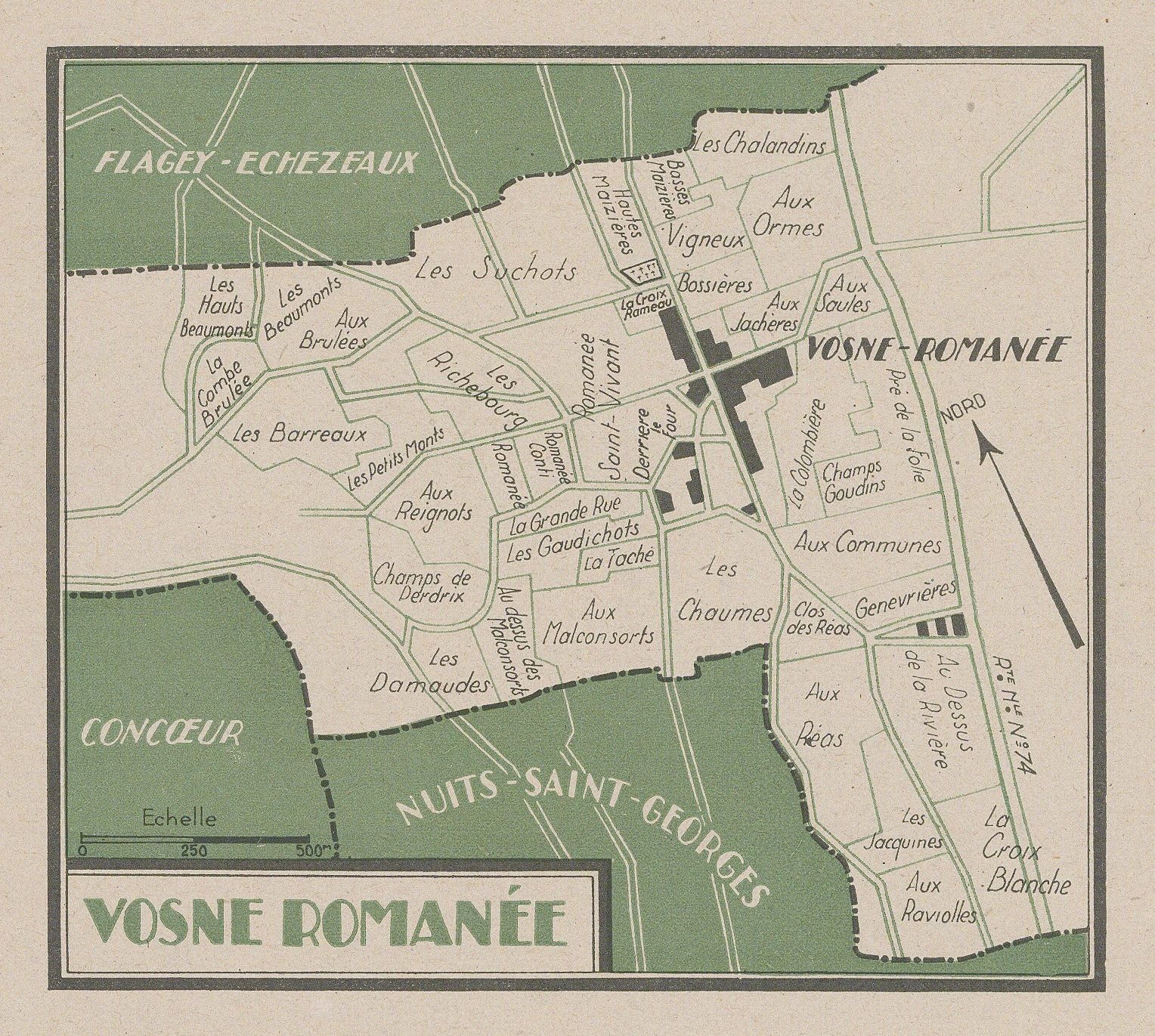 Walter Crotch, Wine Map of Vosne-Romanée, Burgundy, 1947