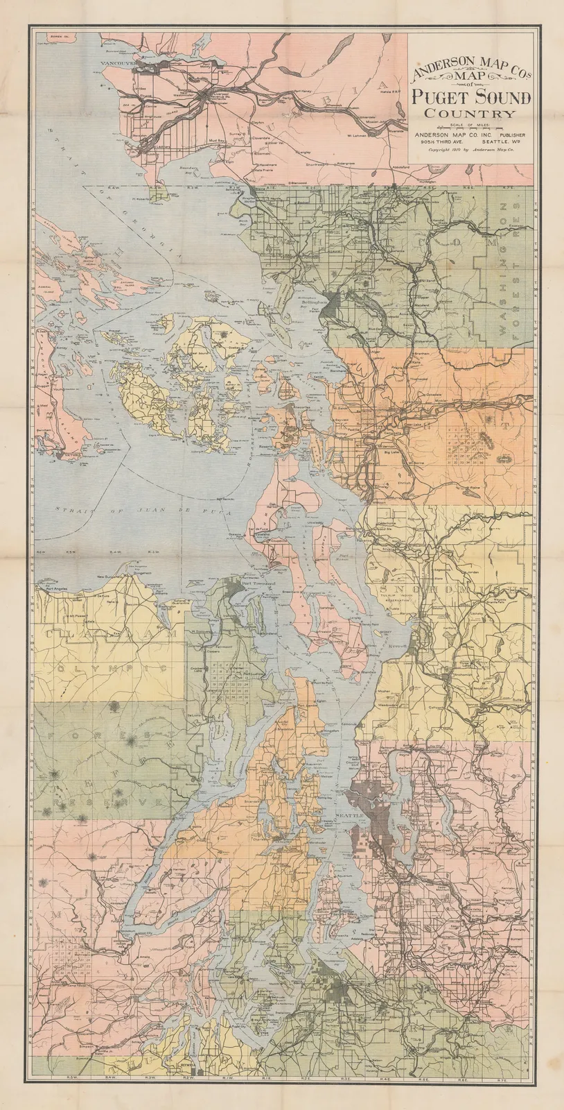 O.P. Anderson, Map of Puget Sound Country, 1910