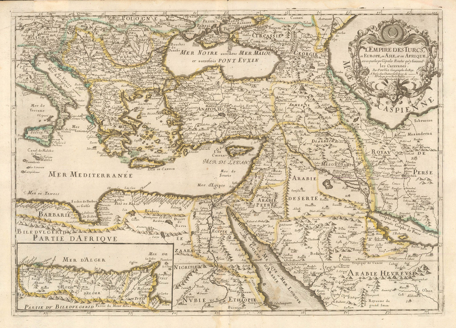 Pierre Duval, Trade route map of the Ottoman Empire, 1677