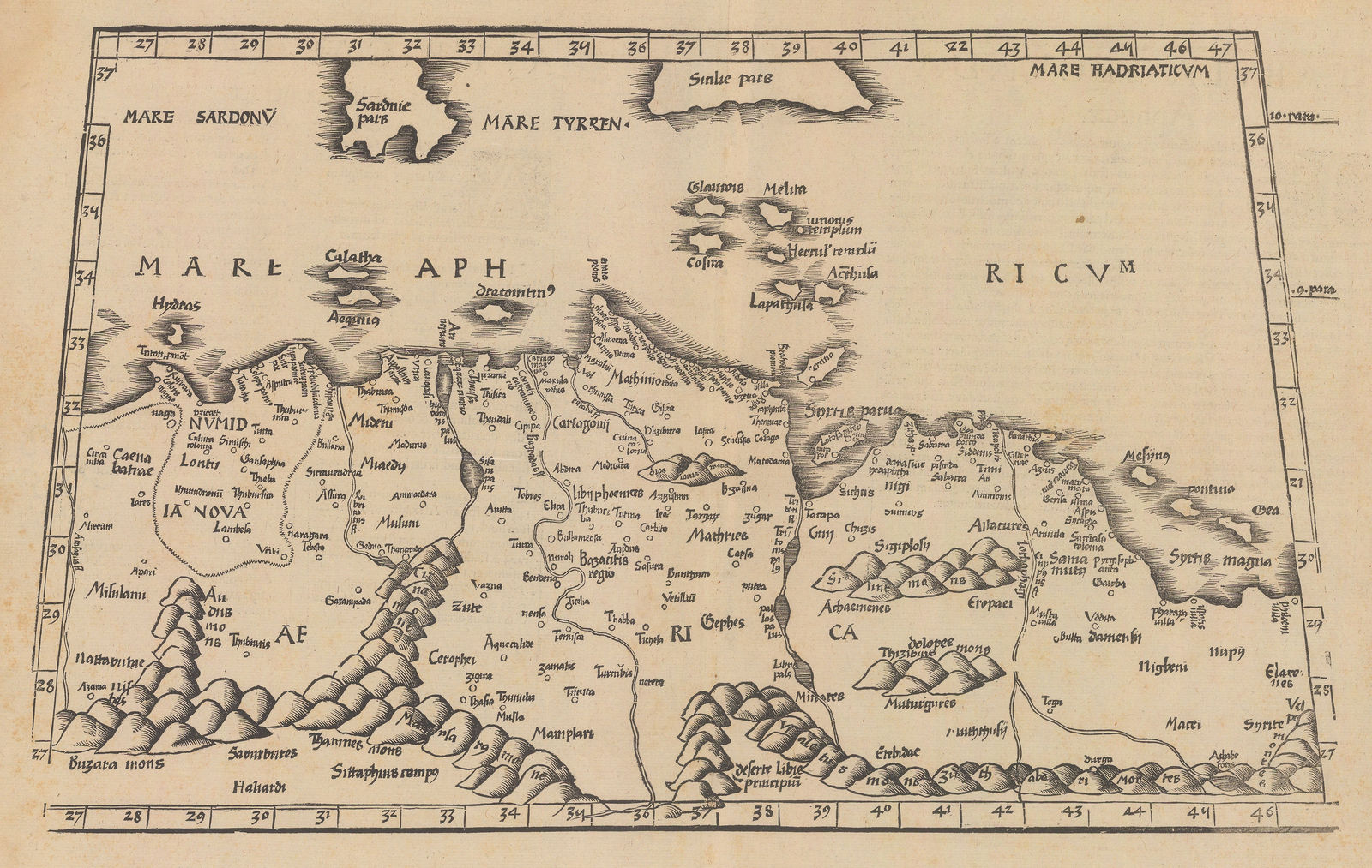 Claudius Ptolemy & Laurent Fries, Algeria, Tunisia & Libya, 1541