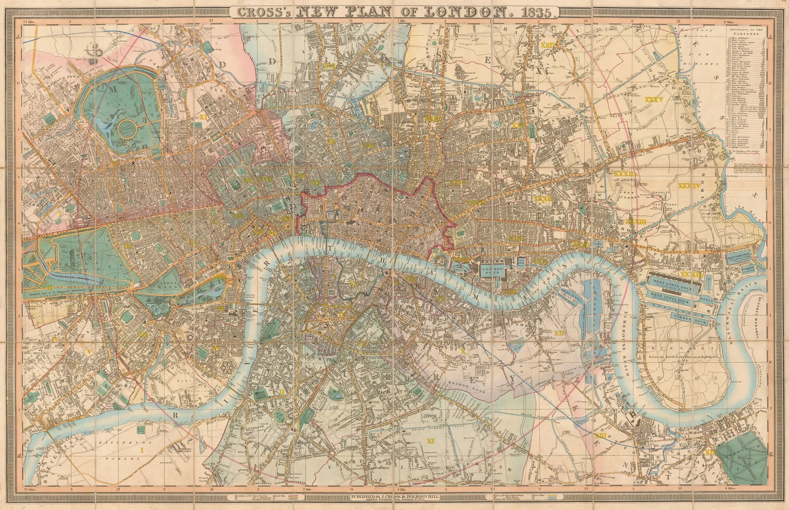 Joseph Cross, New Map of London, 1835