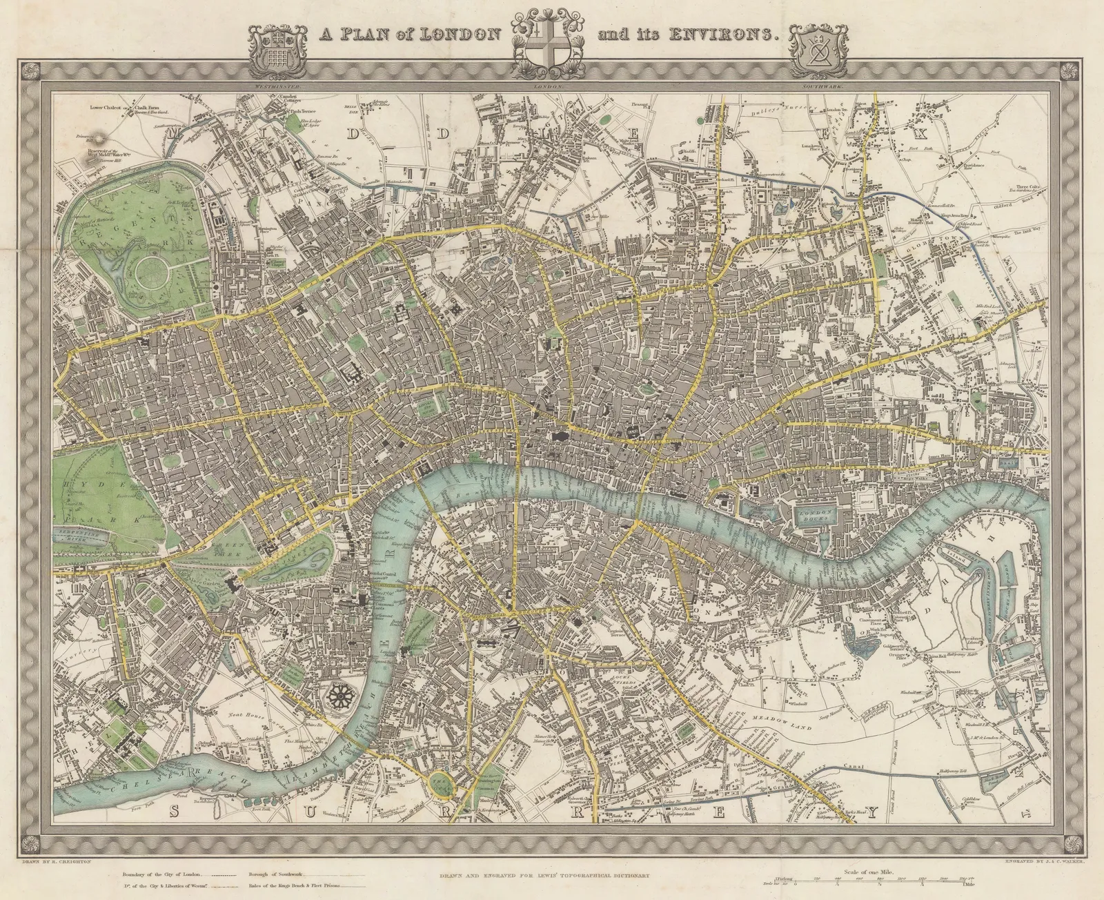Samuel Lewis, A Plan of London and its Environs, 1840 c.