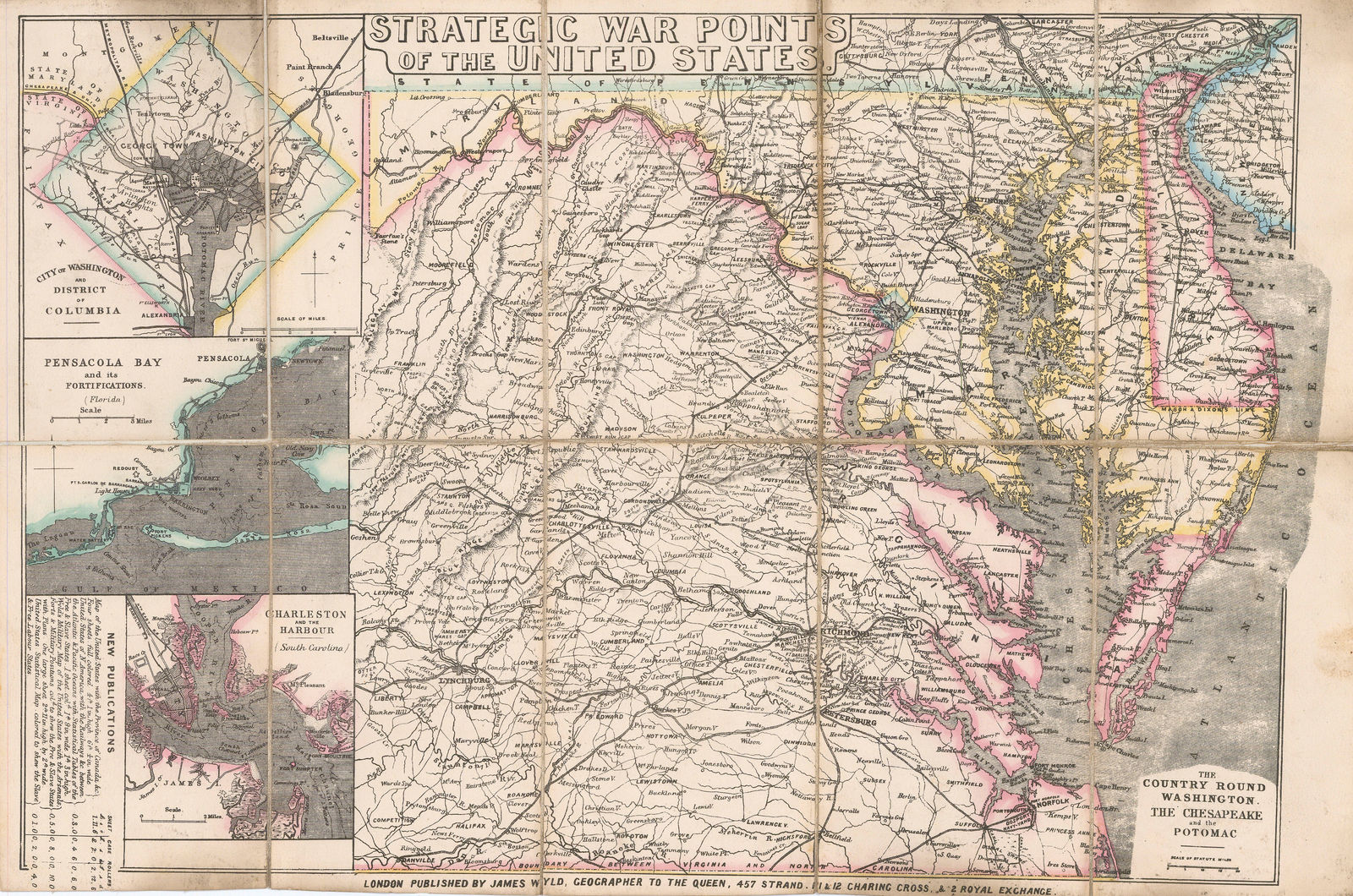 James Wyld, Civil War Map of Virginia, Maryland & Delaware, 1861