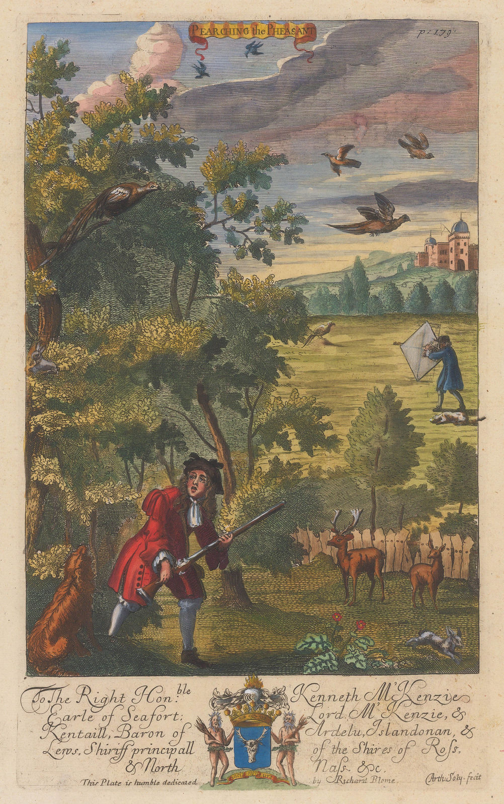 Richard Blome, Shooting - Perching the Pheasant, 1686 c.