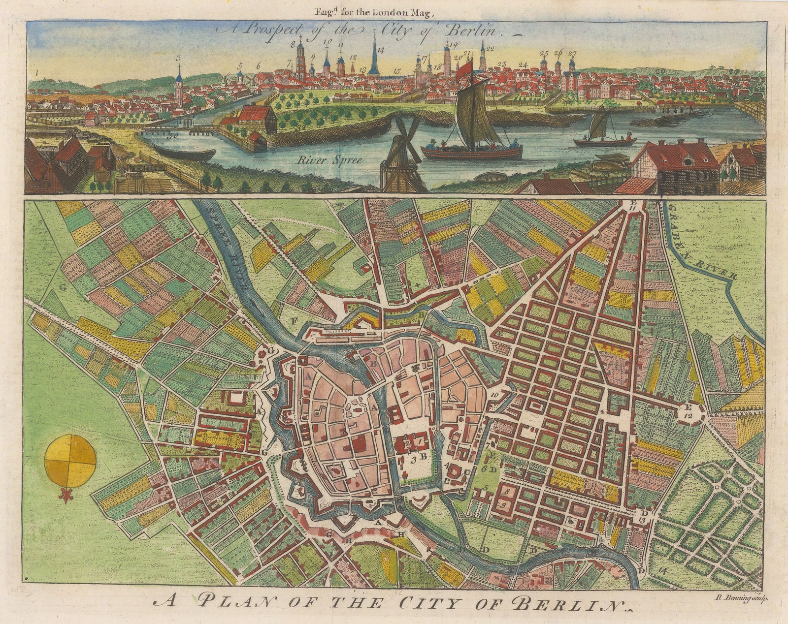 London Magazine, A Plan of the City of Berlin, 1760