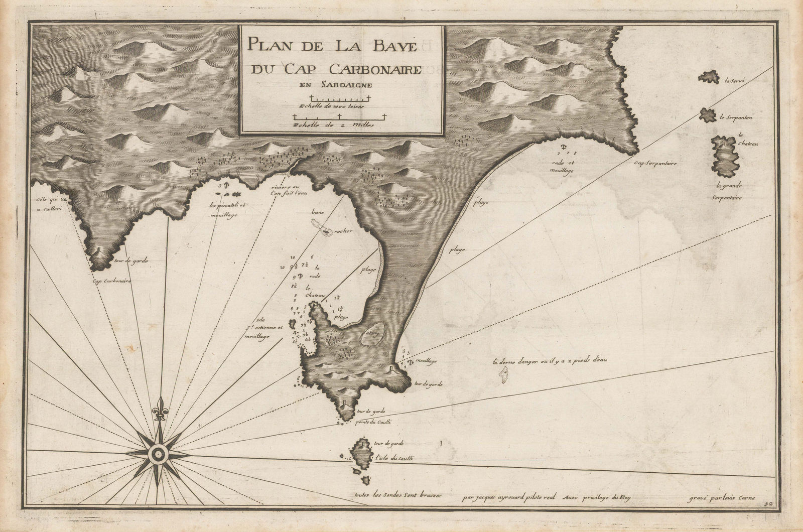 Jacques Ayrouard, Chart of Capo Carbonara, 1746