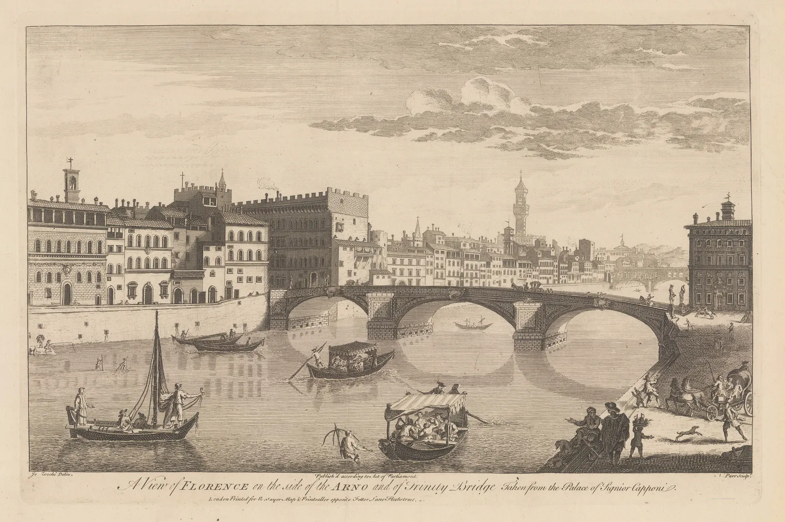 Robert Sayer, Italy - Florence, Ponte Sta Trinita, 1774