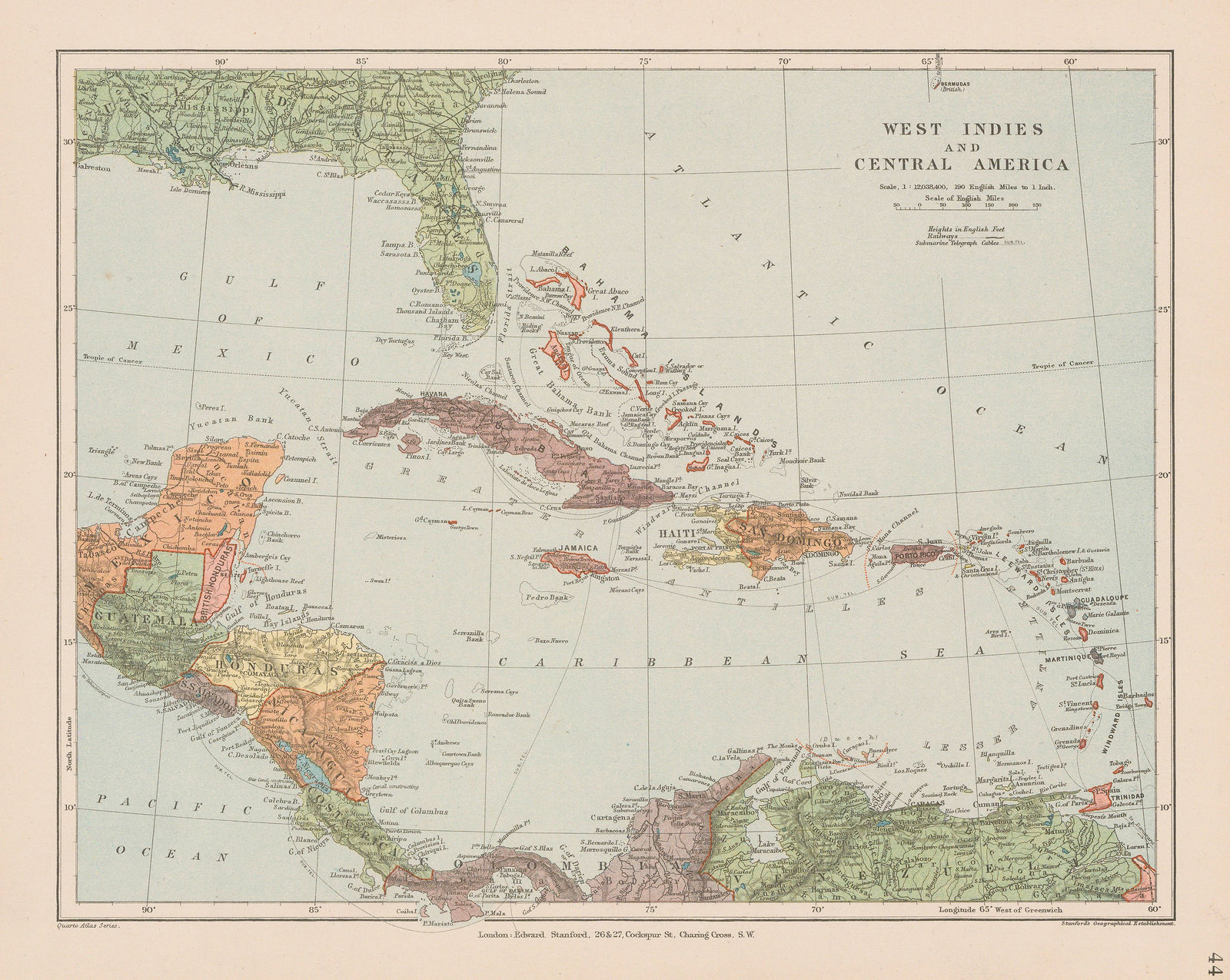 Edward Stanford, West Indies and Central America, 1896