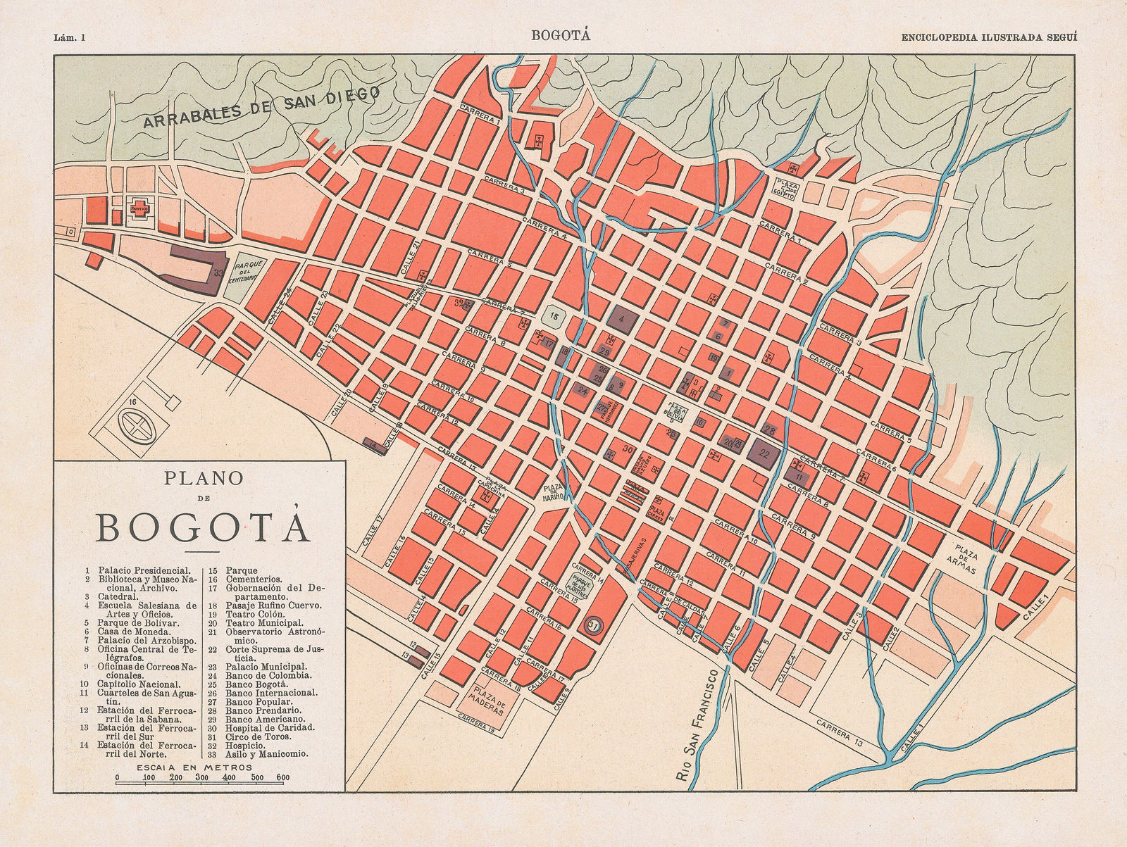 Enciclopedia Segui, Plano de Bogotá, 1910 (c.)