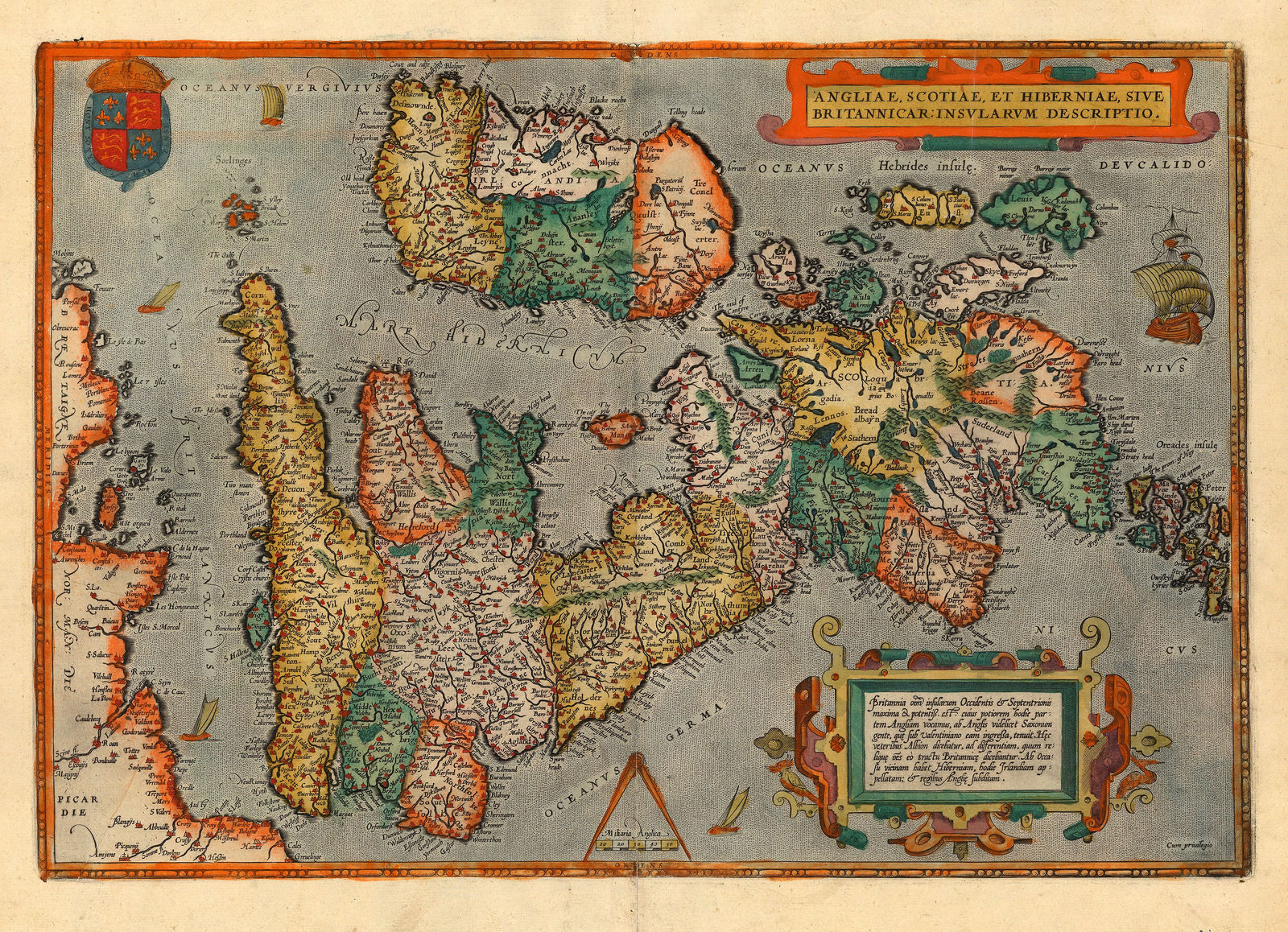 Abraham Ortelius, Great Britain & Ireland, 1592
