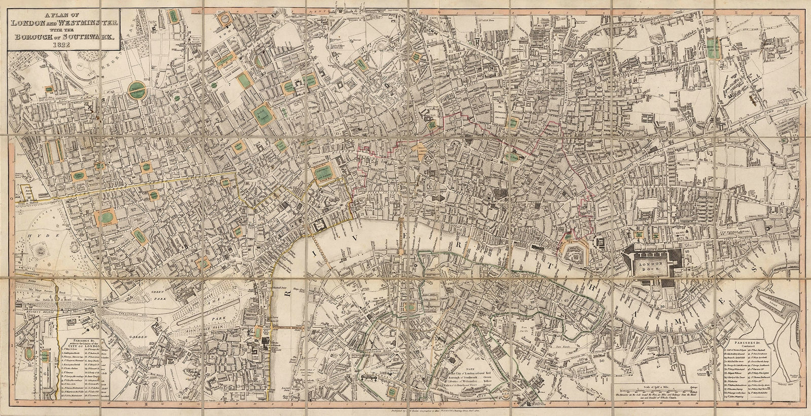 William Faden, A Plan of London and Westminster with the Borough of Southwark, 1822