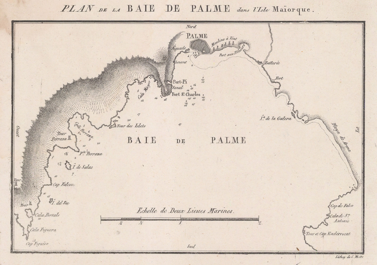 Charles Motte, Bay of Palma, Mallorca, 1825 c.