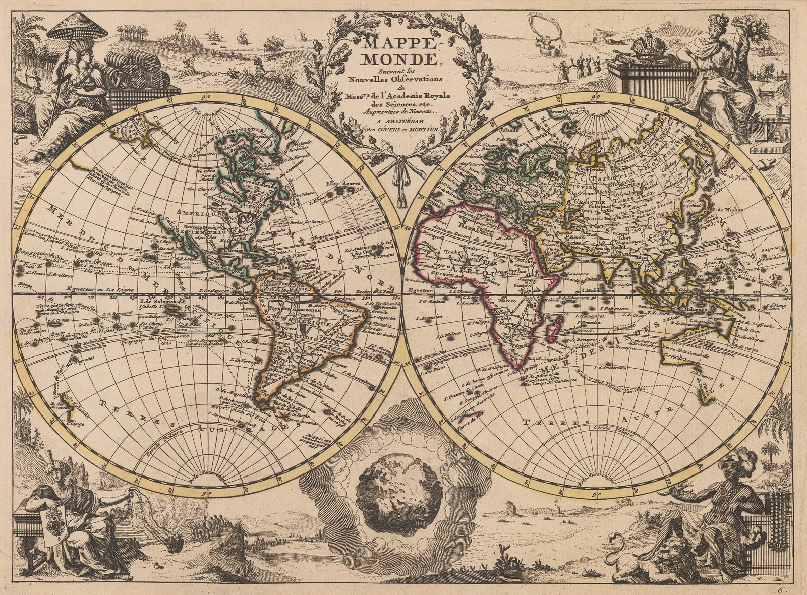 Covens (Jean) & Mortier (Cornelius), Mappe Monde, 1730 c.