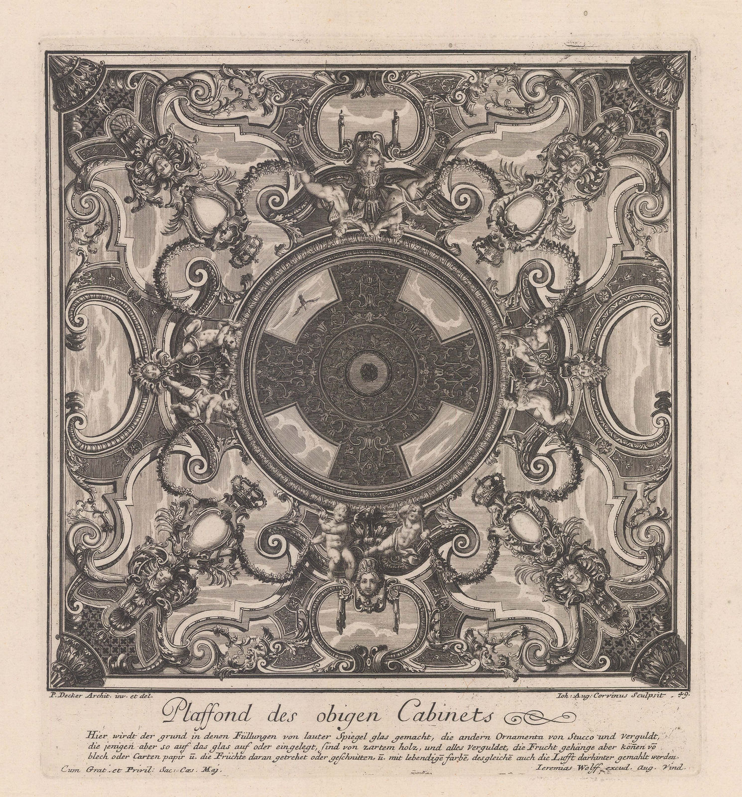 Paul Decker, Interiors - Baroque Ceiling Decoration, 1711
