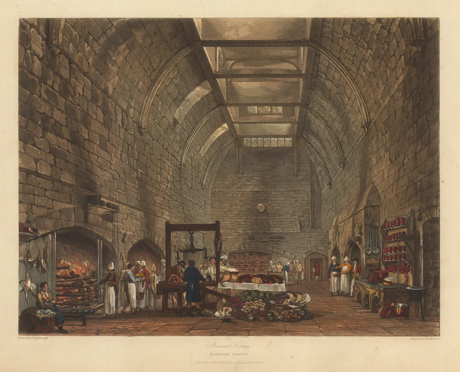 William Henry Pyne, Windsor Castle - Kitchen, 1818