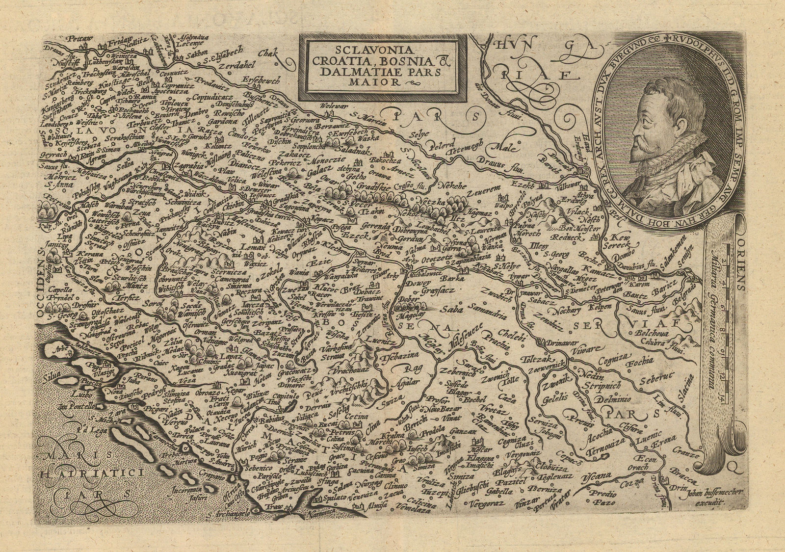 Matthias Quad, Sclavonia, Croatia, Bosnia & Dalmatiae Pars Maior, 1609
