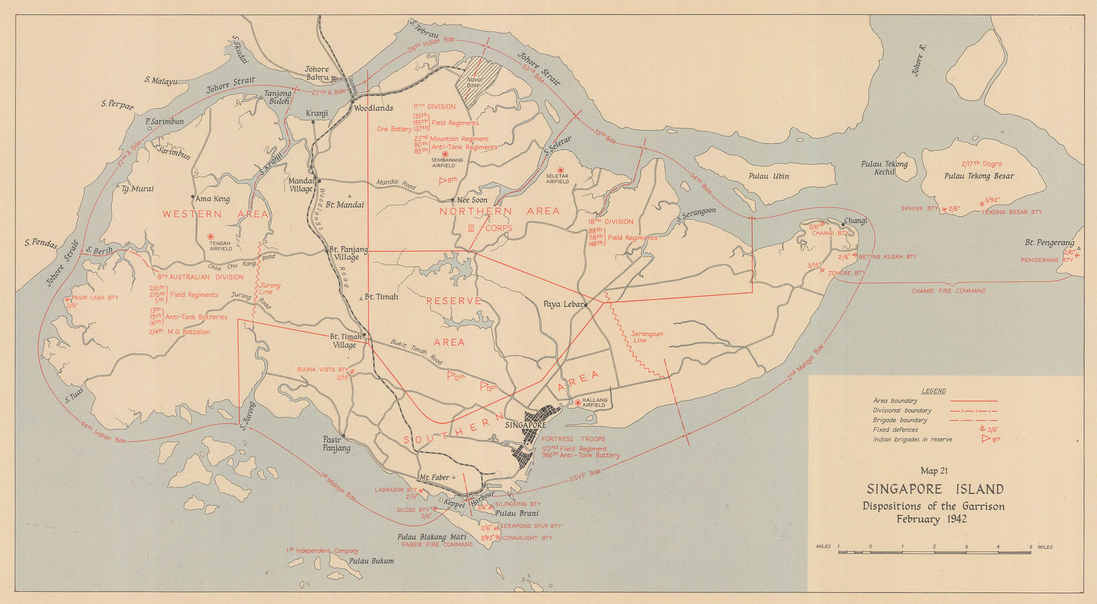 Her Majesty's Stationery Office (HMSO), WW2 Map of Singapore Island, 1957