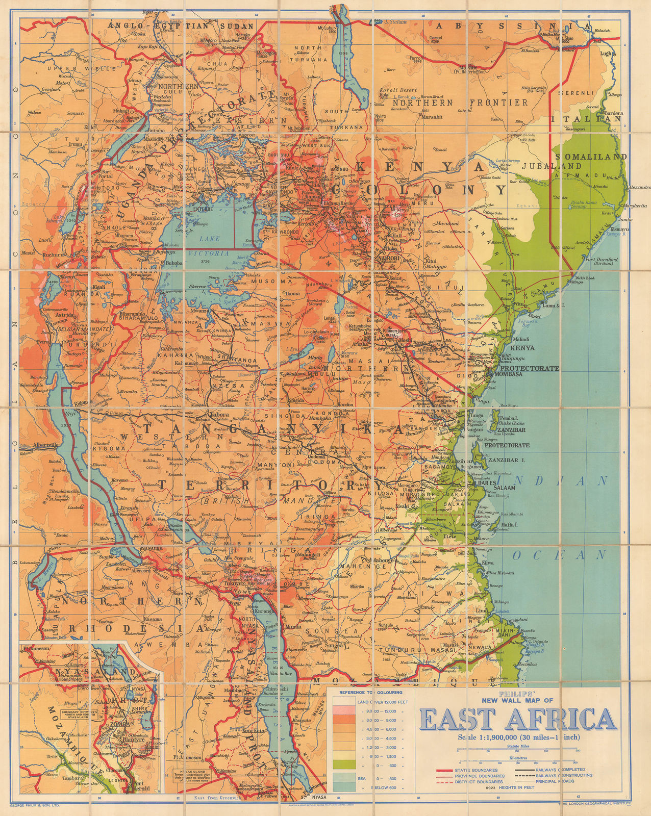 George Philip & Son Ltd., Philips' New Wall Map of East Africa, 1930 c.