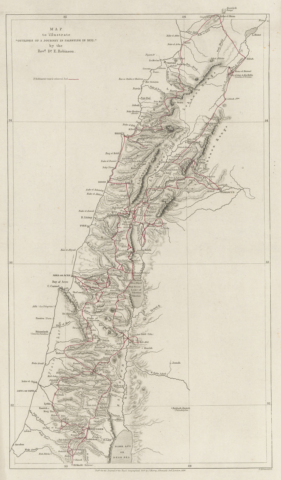 Royal Geographical Society (RGS), Palestine, 1854