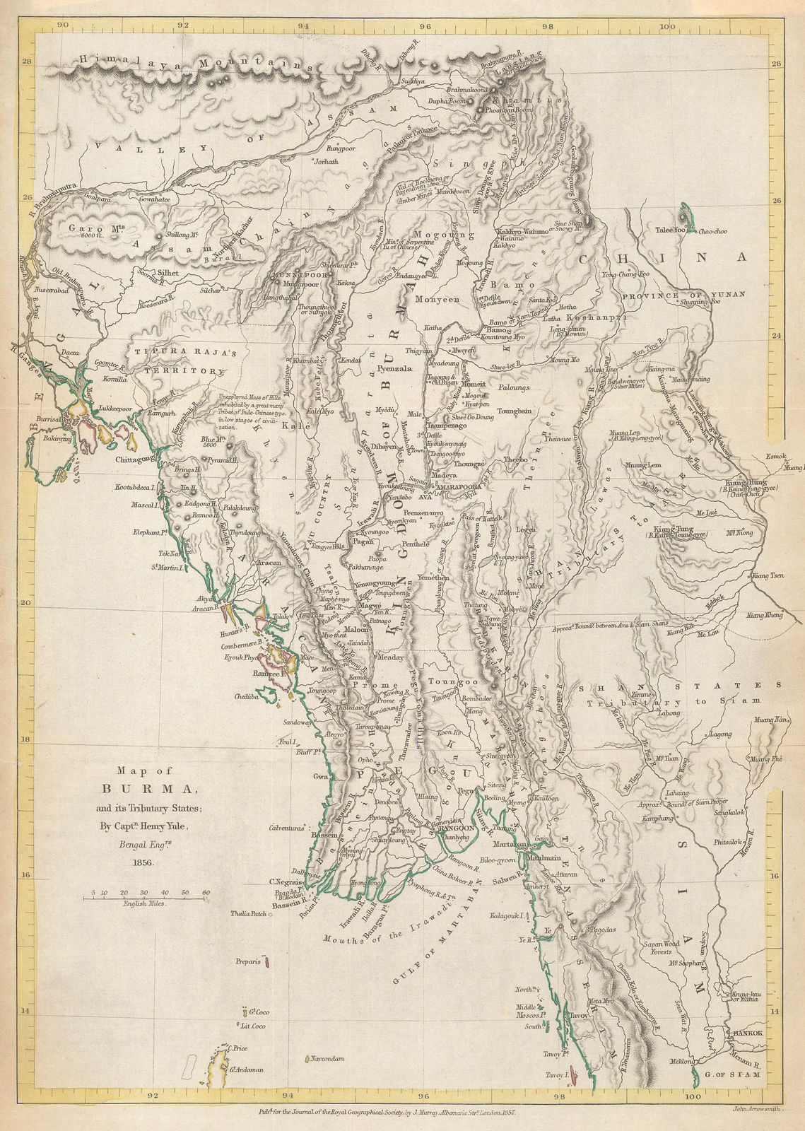 Royal Geographical Society (RGS), Myanmar (Burma), 1857