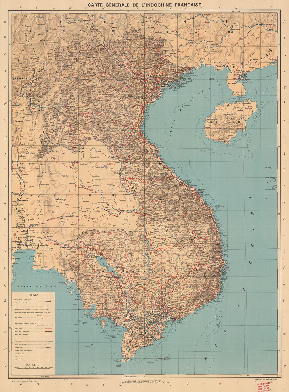 Service géographique de l'Indochine, Cambodia, Laos and Vietnam (French Indochina), 1948