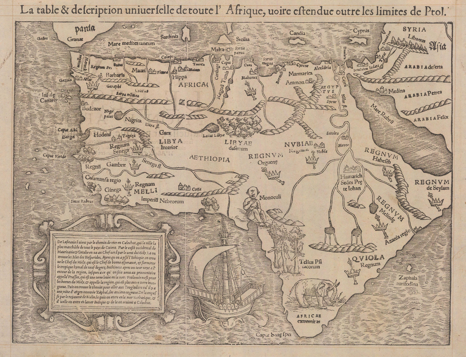 Sebastian Münster, Munster's Influential Map of Africa, 1568