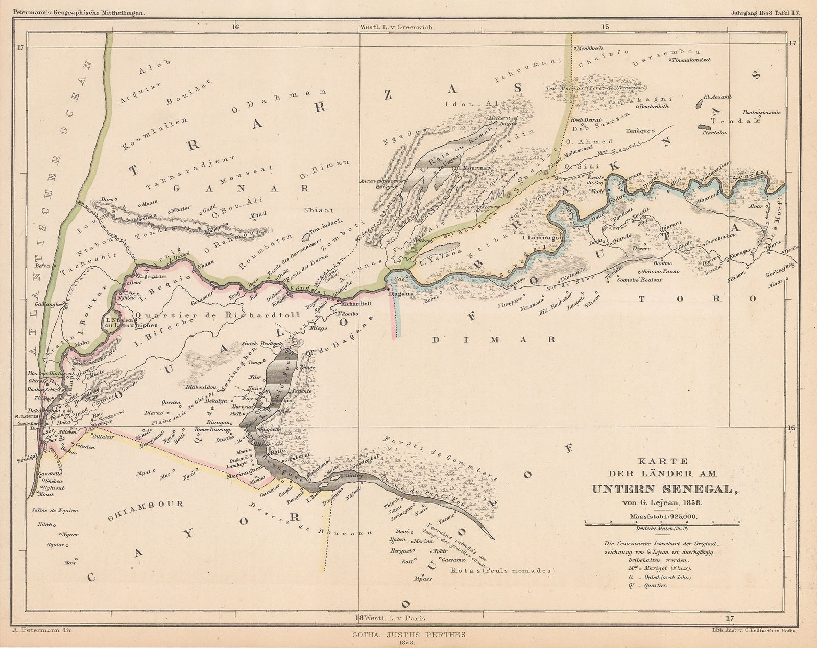 Justus Perthes, Sketch map of northern Senegal, 1858