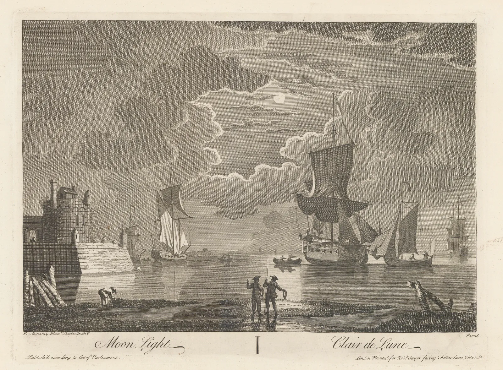 Robert Sayer, Ships - Moonlight, 1774