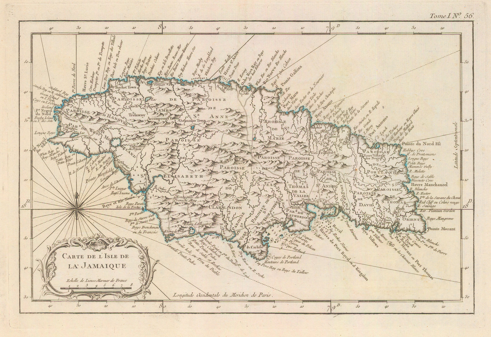 Jacques-Nicolas Bellin, Jamaica divided into parishes, 1764