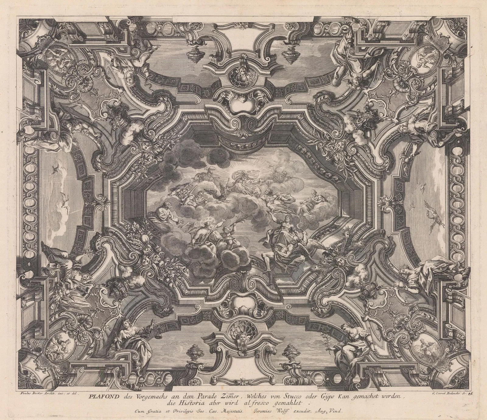 Paul Decker, Interiors - Baroque Ceiling Decoration, 1711