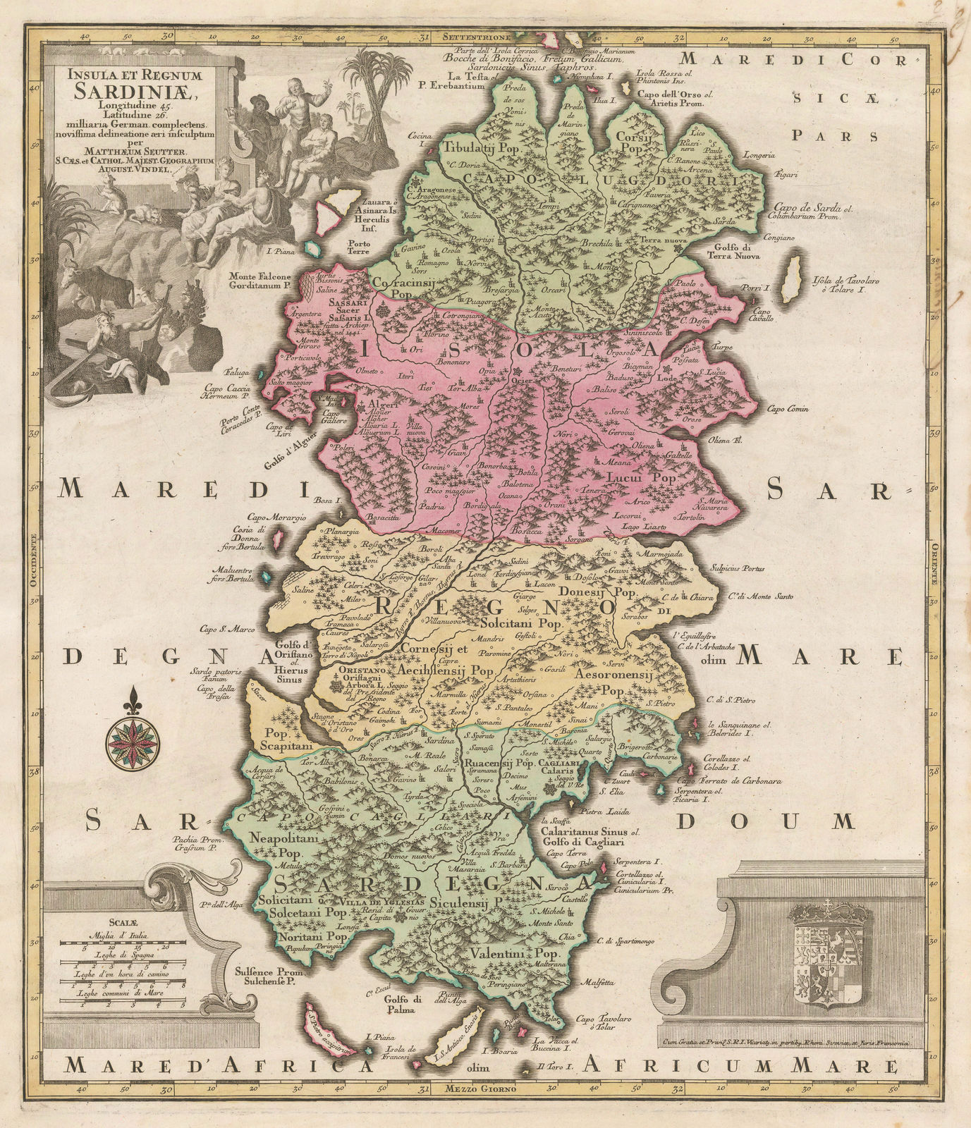 Matthaus Seutter, Sardinia, 1740 c.