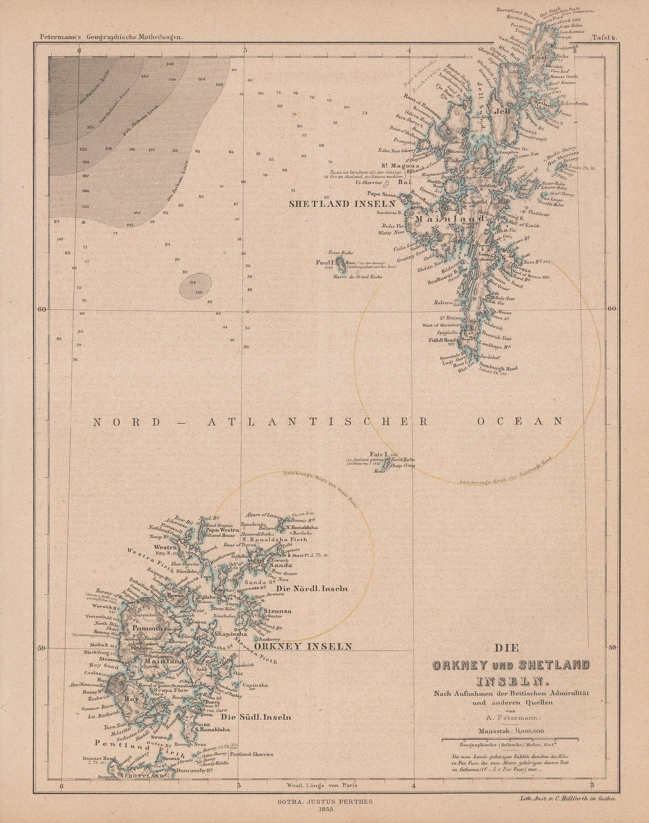 Justus Perthes, Orkney & Shetland Islands, 1855