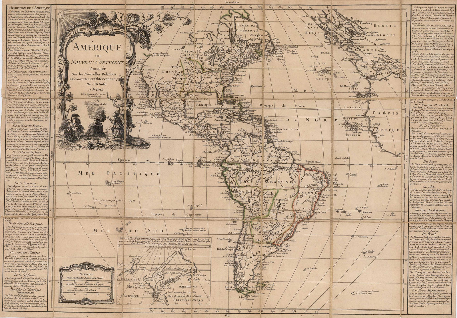 Jean Baptiste Nolin, Amerique ou Nouveau Continent, 1754