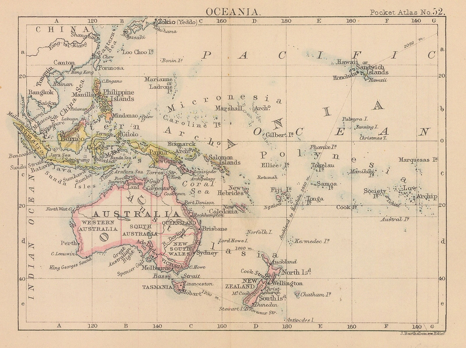 J.G. Bartholomew, Oceania, 1887