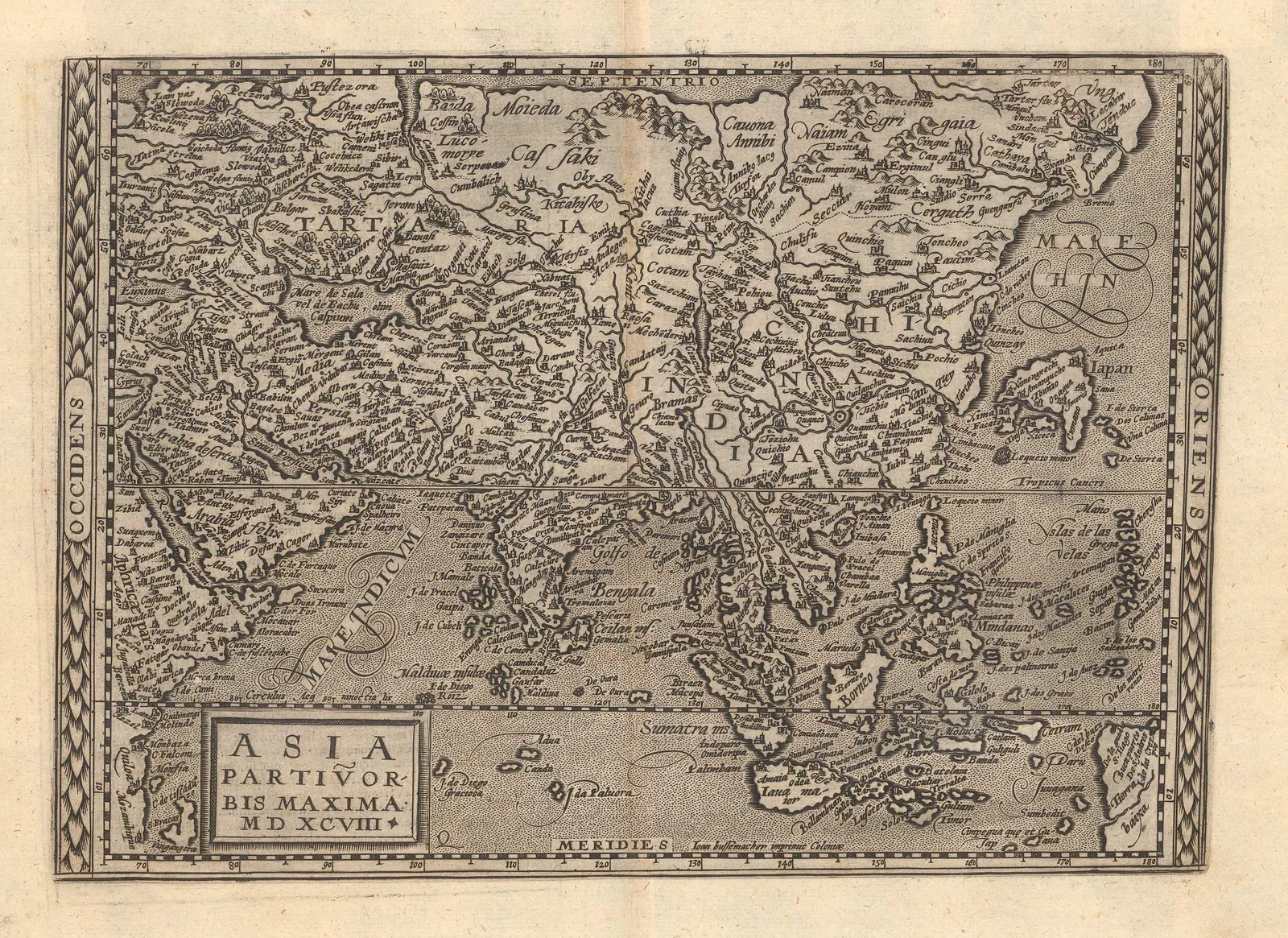 Matthias Quad, Early map of Asia, 1609