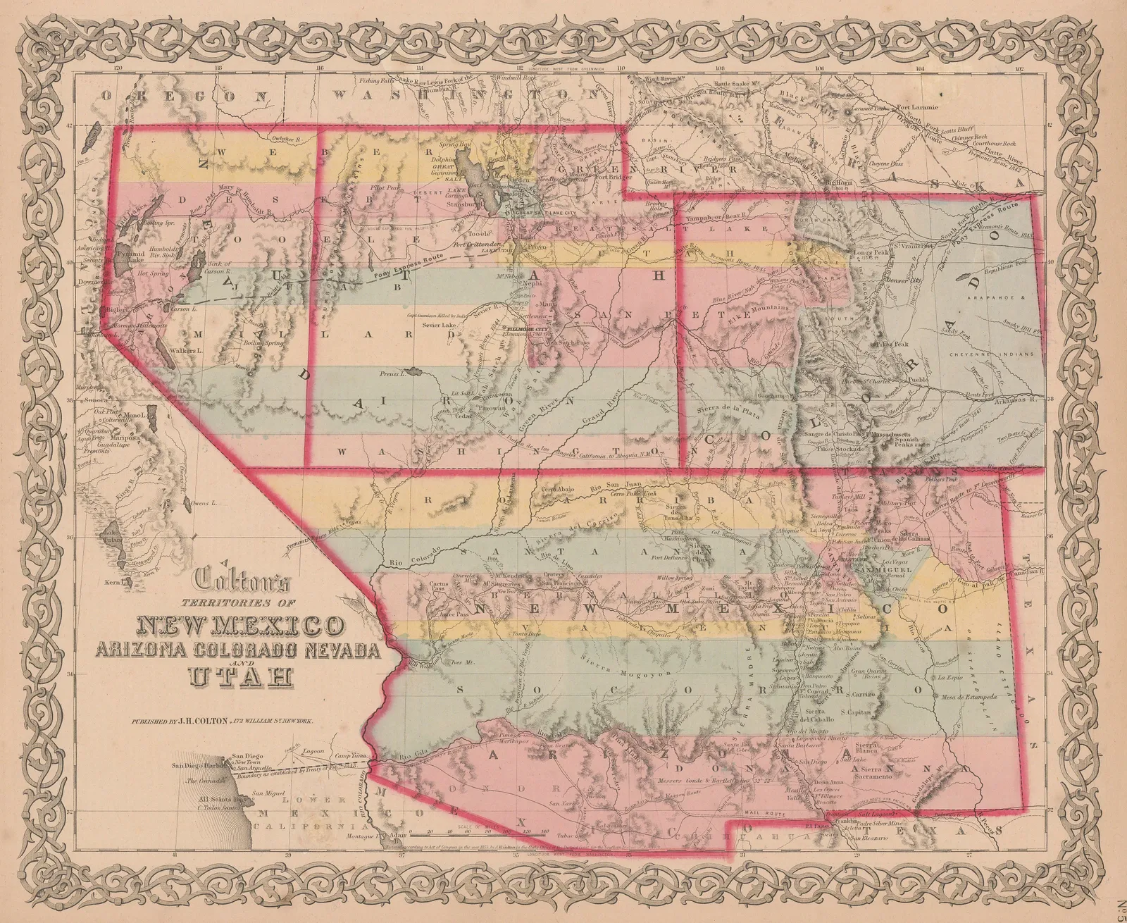 Joseph Hutchins Colton, Arizona, Colorado Nevada, New Mexico & Utah, 1862