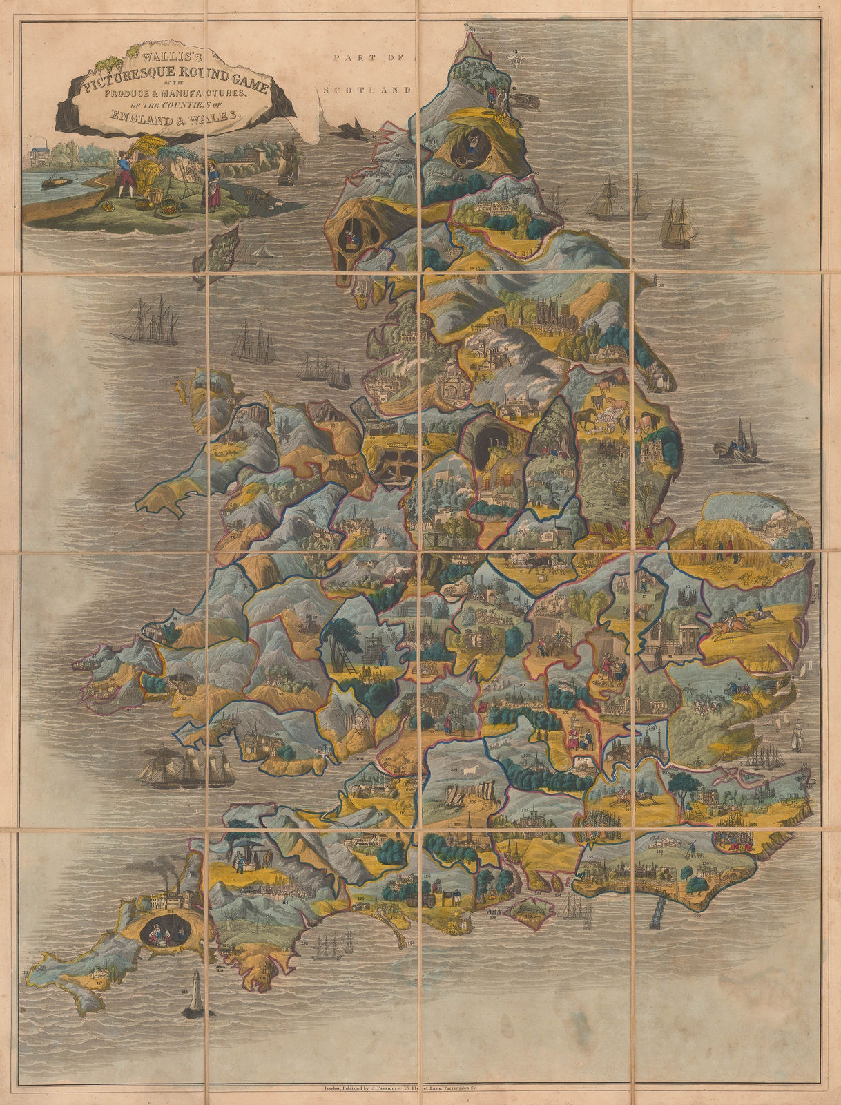 Edward Wallis, Wallis's Picturesque Round Game of the Produce and Manufactures of the Counties of England and Wales, 1850 c.