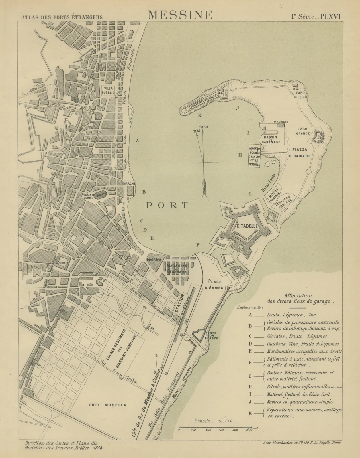 A. Simon, Plan of the port and city of Messina, 1885