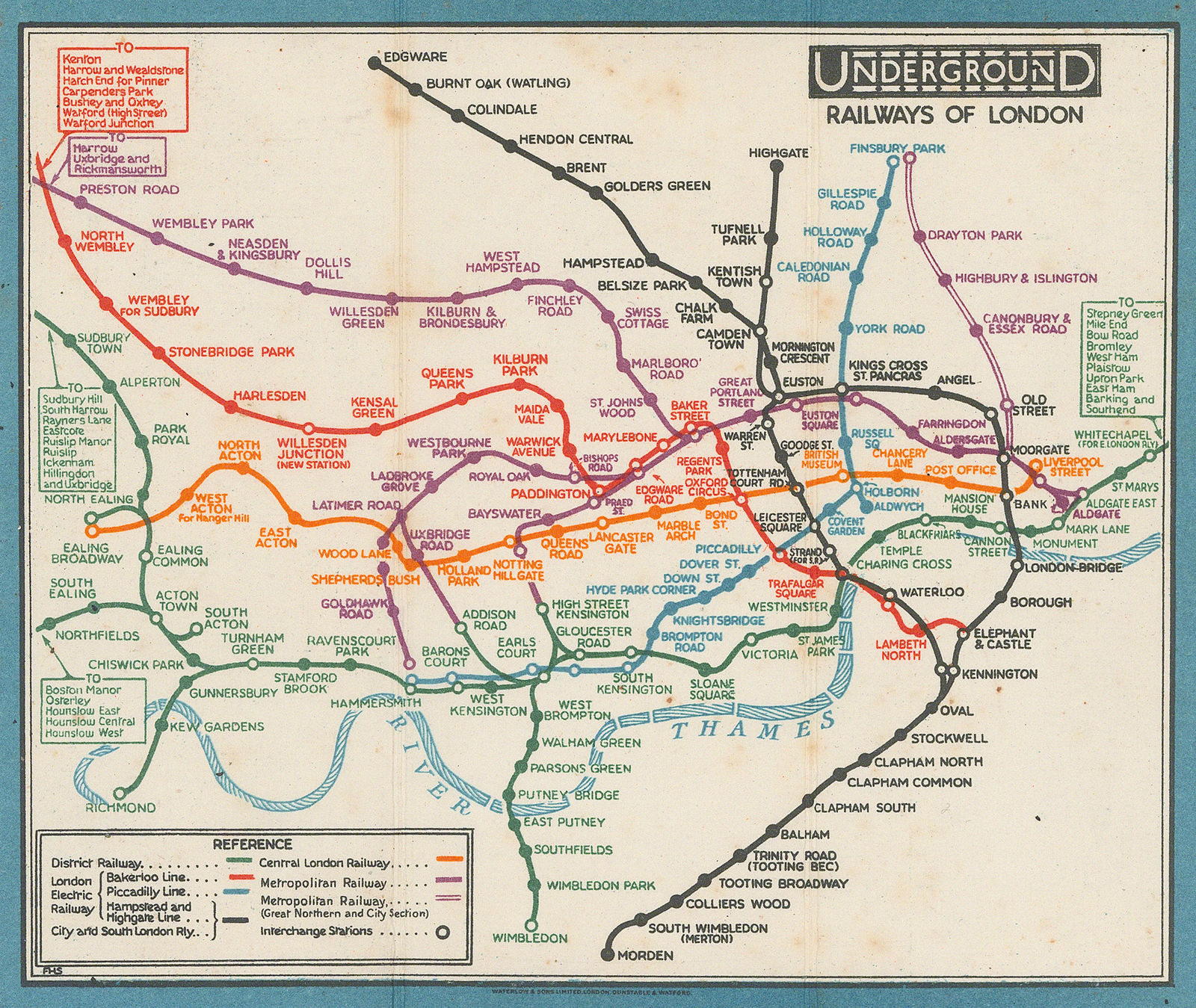 Fred H. Stingemore, Map of London's Underground Railways, 1929
