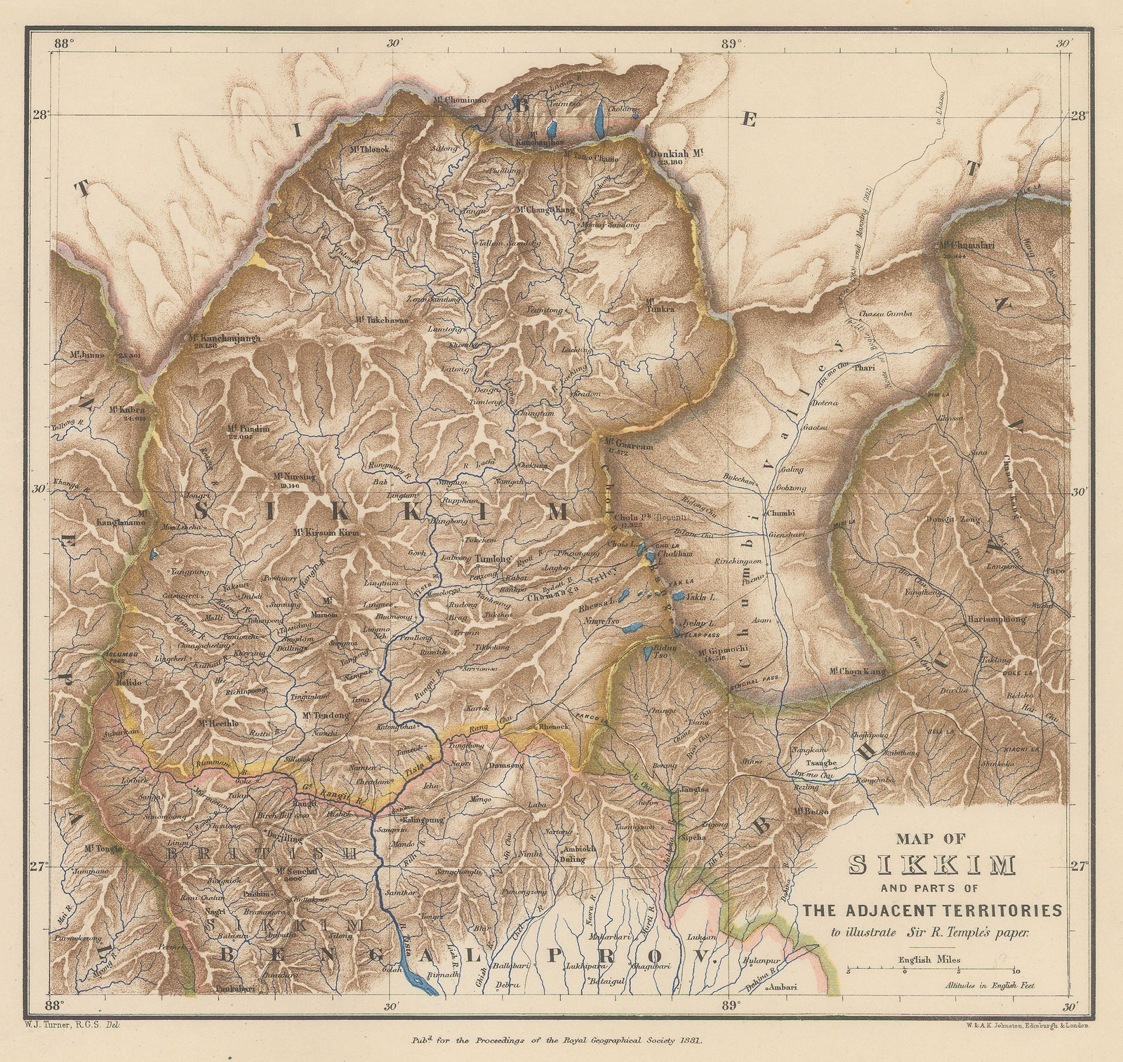 Royal Geographical Society (RGS), Map of Sikkim and parts of the Adjacent Territories, 1881