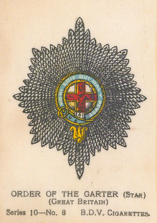 BDV Cigarettes, British Army - Order of the Garter, 1920 c.