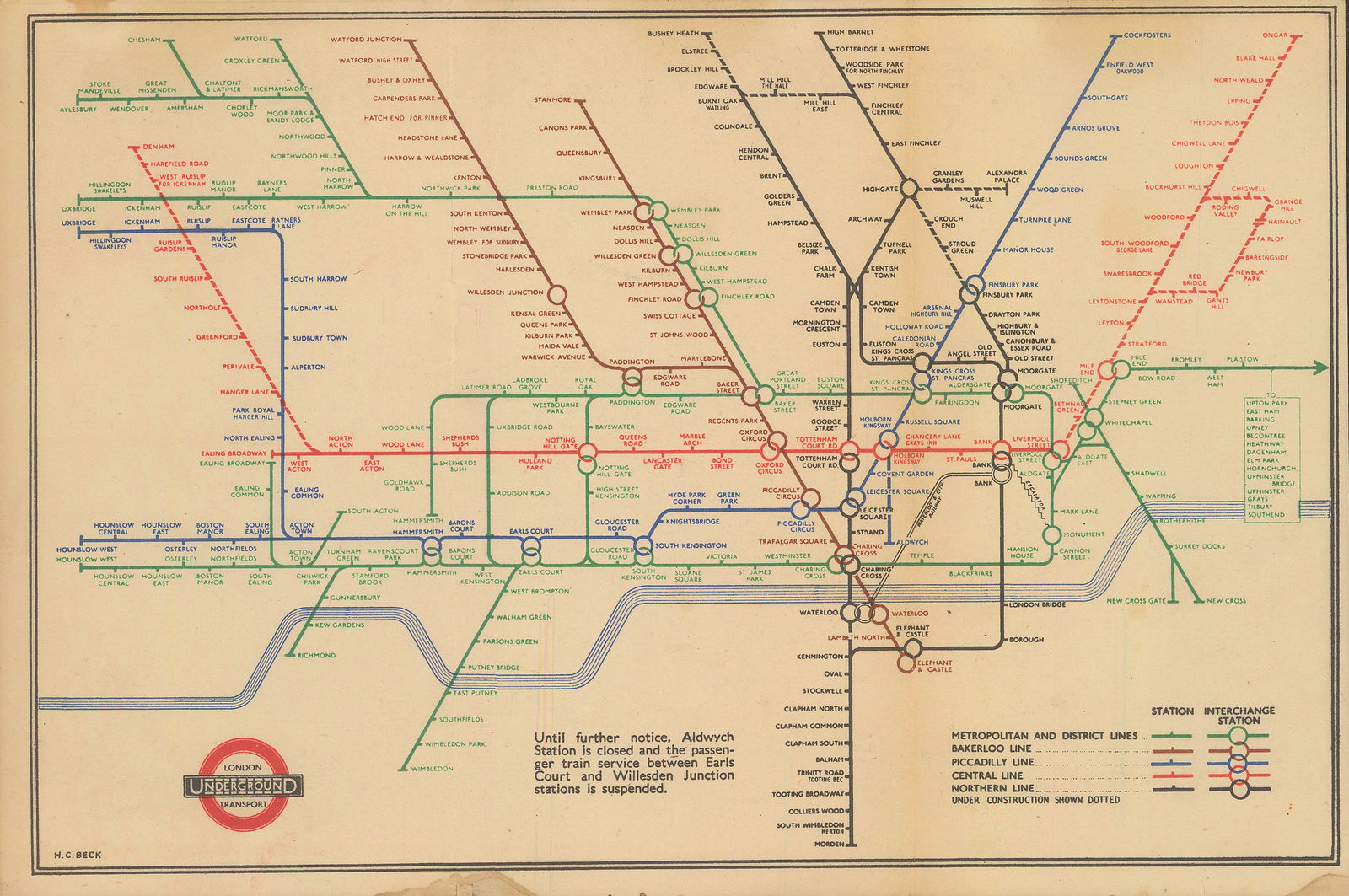 Harry Beck, Beck's First Wartime Map, 1941