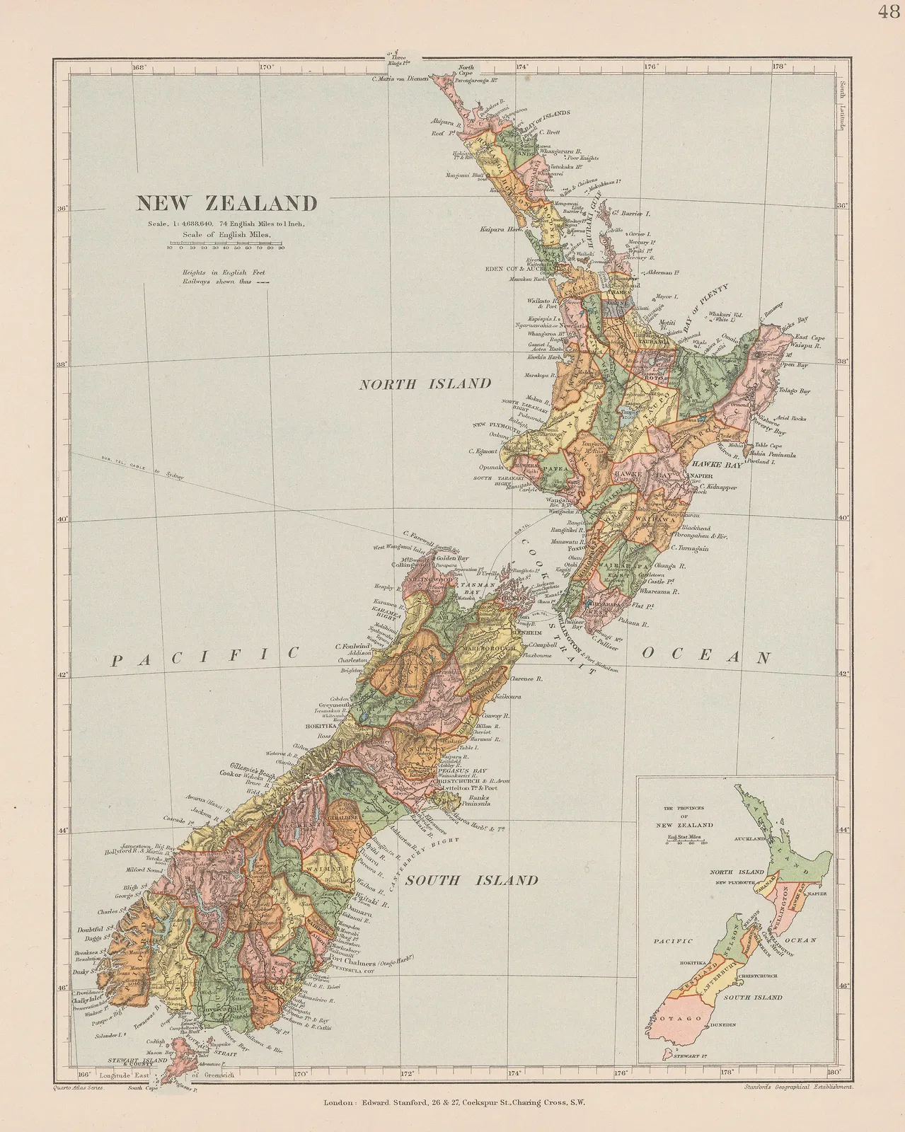 Edward Stanford, New Zealand, 1896
