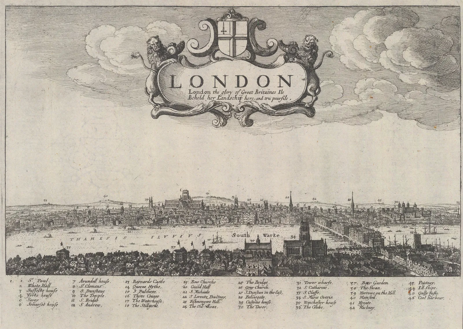 James Howell, London - Panorama of Pre-Great Fire London, 1657