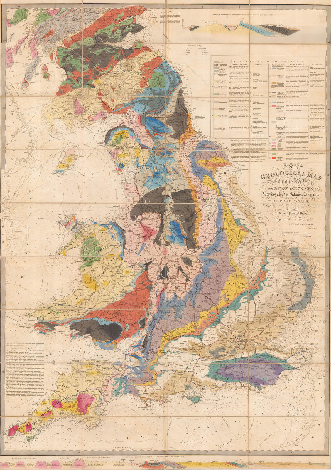 J. & C. Walker, A Geological Map of England, Wales, and Part of Scotland, 1837