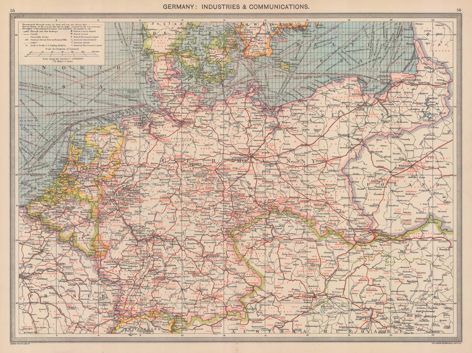 George Philip & Son Ltd., Germany: Industries & Communications, 1910 c.