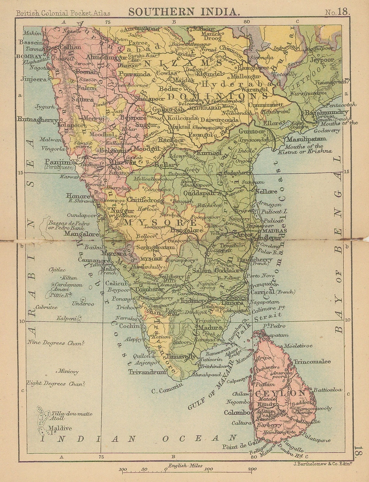 J.G. Bartholomew, Southern India, 1890 c.