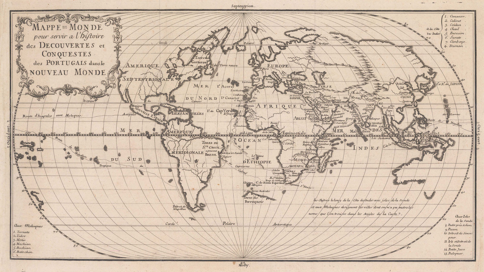 Joseph-François Lafitau, World Map illustrating the Portuguese Discoveries in the New World, 1733