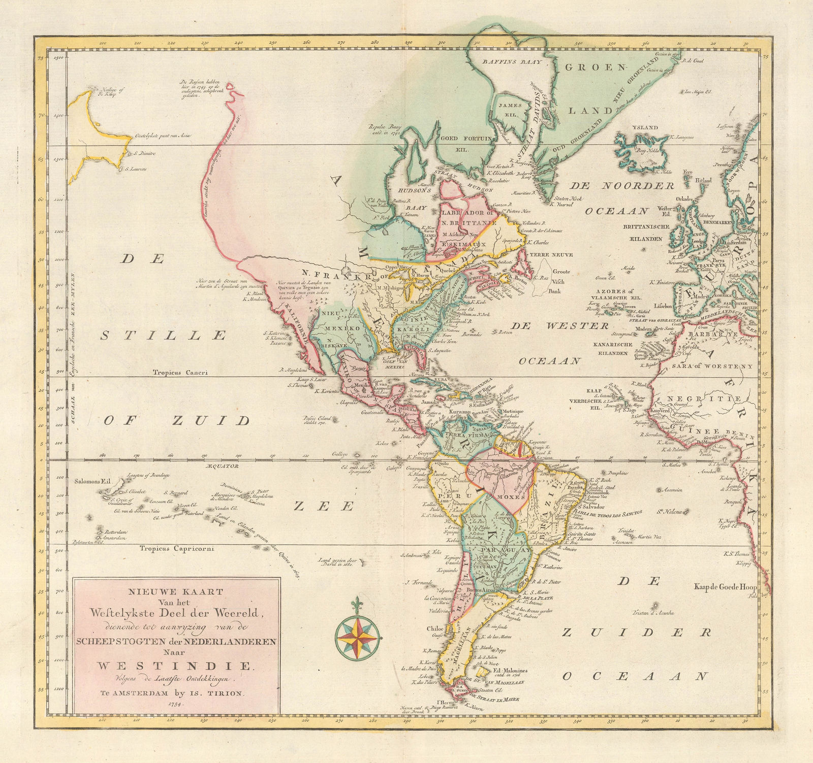 Isaac Tirion, North & South America, 1754