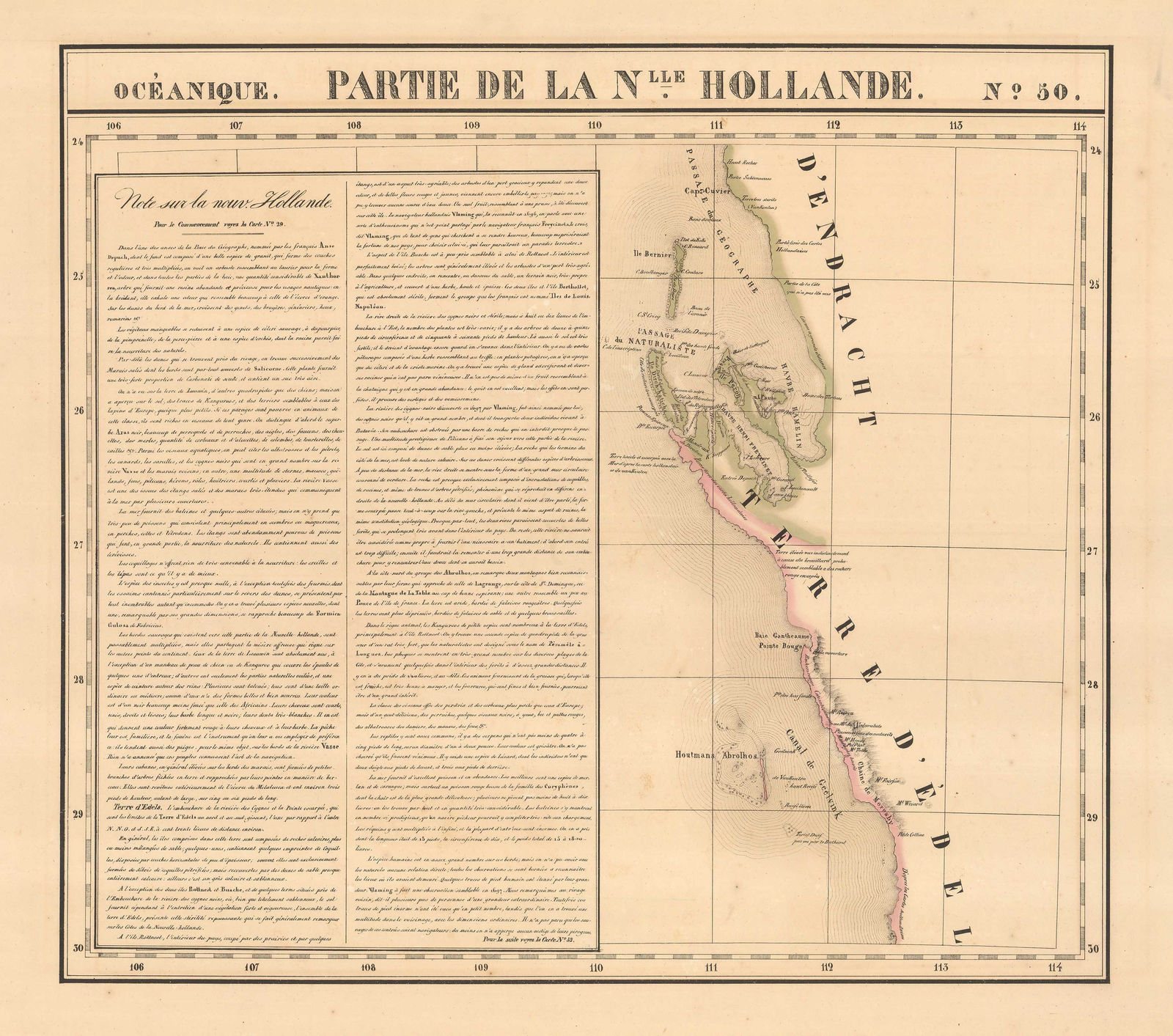 Philippe Vandermaelen, Western Australian coast from Cape Cuvier to Moresby Range, 1827